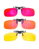 Kit 3 Óculos Clip-On com Filtro de Luz Azul (amarela 50%, laranja 75% e vermelha 100%)