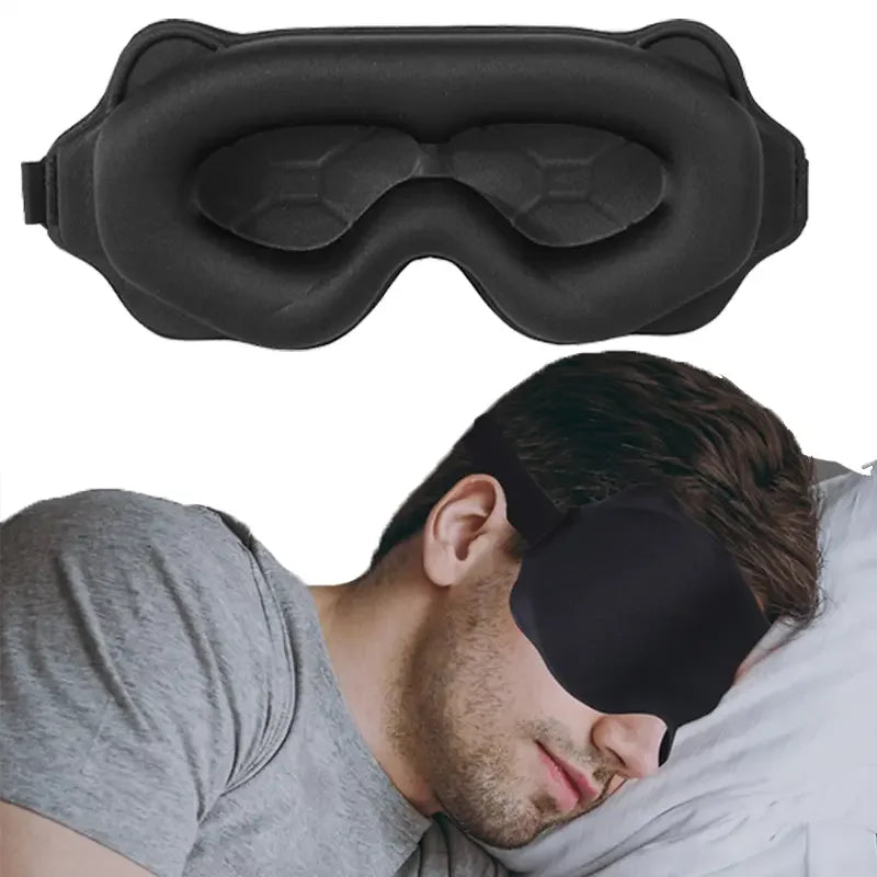 Máscara de Dormir 3D Ajustável com Bloqueio de Luz – Preta